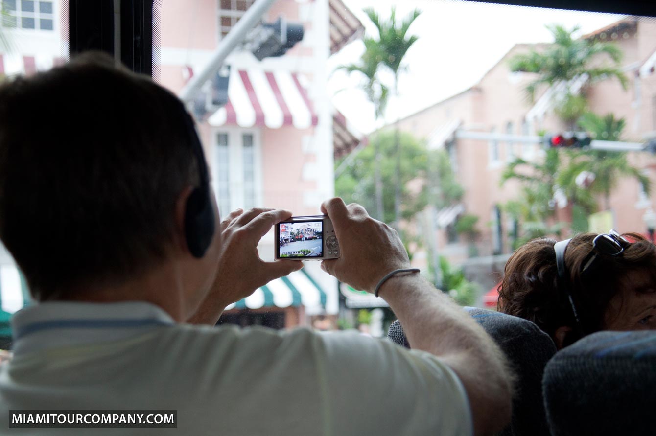 Inside the tour bus