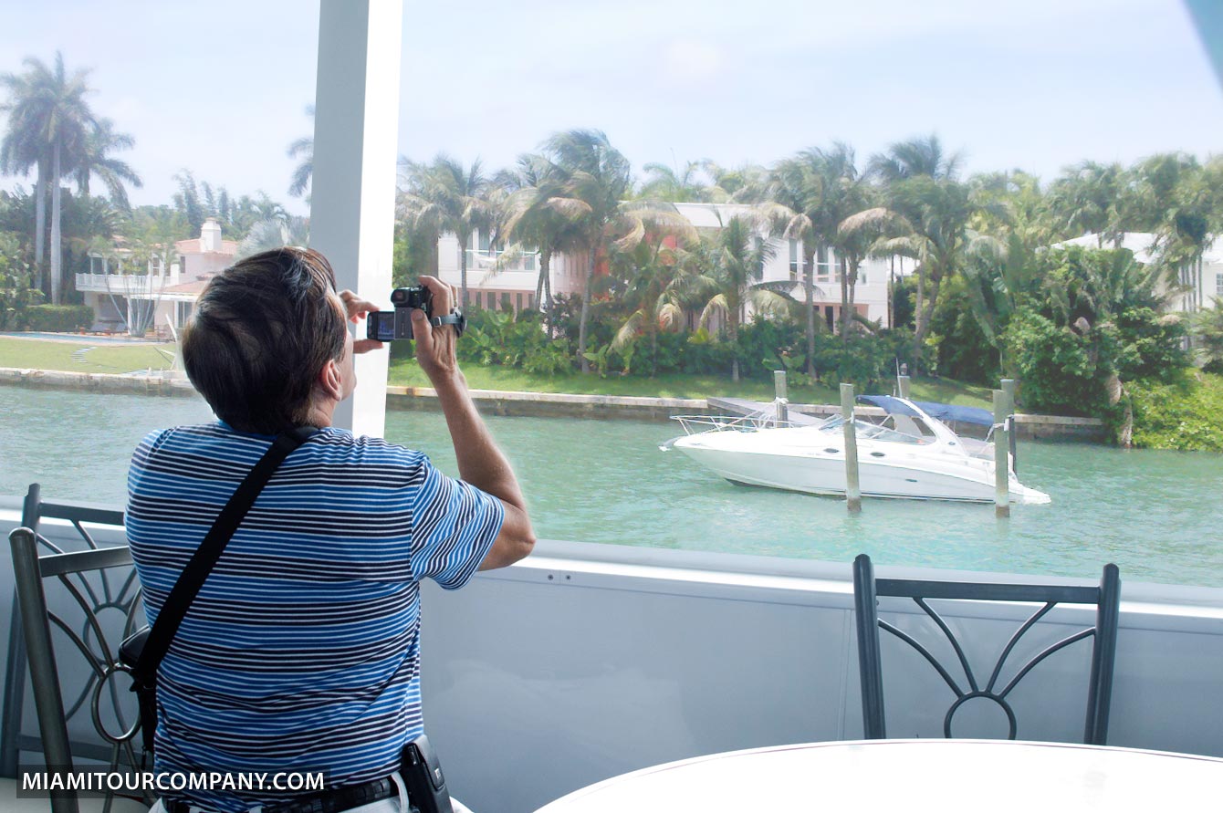 Taking a picture inside the tour boat